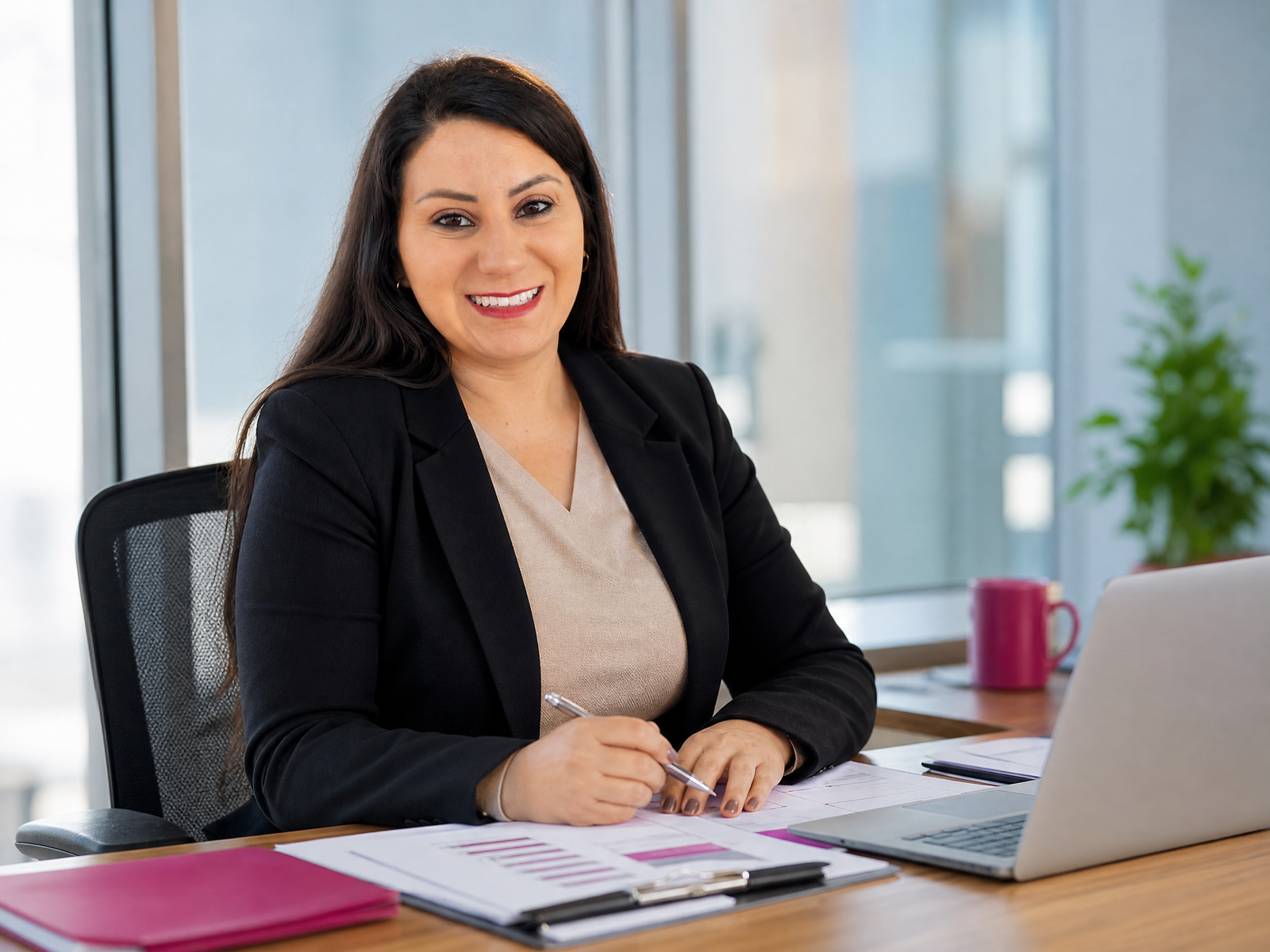 Jessyka Straioto em ambiente de trabalho
